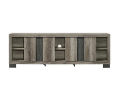 1pc Entertainment Console Rustic Charm Weathered Wood Finish Open Shelf Living Room Furniture