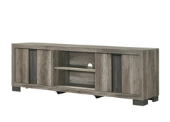 1pc Entertainment Console Rustic Charm Weathered Wood Finish Open Shelf Living Room Furniture