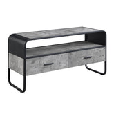 Modern Sleek Design Black Finish TV Stand with Shelf Storage Drawers Frame Concrete Gray Luxury Living Room Furniture 1pc