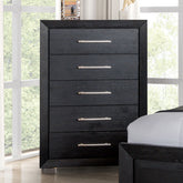 1pc Chest 5-English Dovetail Drawer Black Finish Contemporary Style Chrome Legs Bedroom Furniture