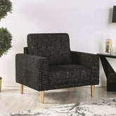 Contemporary Style Chair High Density Foam Track Arms Wooden Legs Welt Trim Black Finish