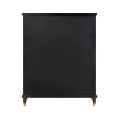1pc Transitional Chest of Drawers Round Key Knobs Gold Capped Legs Dark Cherry Finish Bedroom Furniture