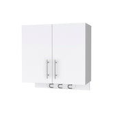 Carmelita 2-Door 2-Shelf Wall Storage Cabinet with Hangers White