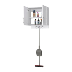 Carmelita 2-Door 2-Shelf Wall Storage Cabinet with Hangers White