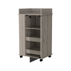 Willow Park Glass Door Bar Cart with Bottle Holder and Casters Light Gray