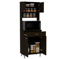 1-Drawer 1-Shelf Area Pantry with Adjustable Metal Legs Wenge
