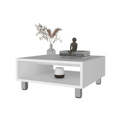 White Coffee Table with Open Storage