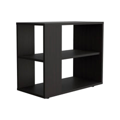 Wengue Side Table in Melamine with Open Storage