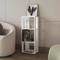 White Bookcase in Melamine with Open Storage
