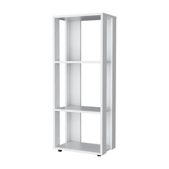 White Bookcase in Melamine with Open Storage