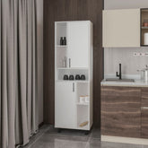 White Kitchen Pantry with Open Storage and 2 Doors