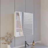 White Medicine Cabinet with Mirrored Door and Open Storage