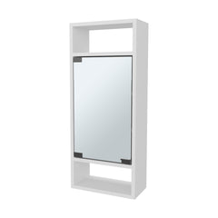 White Medicine Cabinet with Mirrored Door and Open Storage