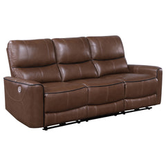 Ashland Saddle Brown Upholstered Power Reclining Sofa
