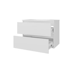 White Floating Vanity with Two Drawers and Sink