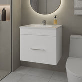 White 1-Drawer Floating Bathroom Vanity Set with Sink