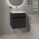 Wengue Bathroom Floating Vanity with Sink and 1 Door