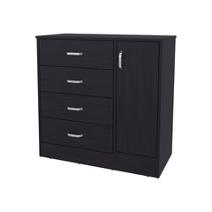Wenge 4-Drawer Dresser with Side Cabinet
