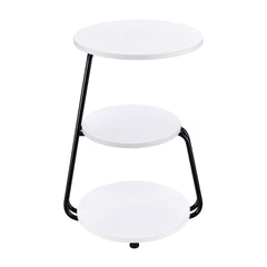 Dixon White and Black 3-tier Round Accent Side Table