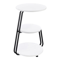 Dixon White and Black 3-tier Round Accent Side Table