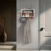 White and Natural Oak Wall-mounted Organizer with Open Storage