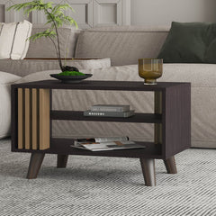 Wenge and Natural Oak Coffee Table with Open Storage