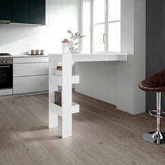 White Bar Table with Three Open Side Shelf