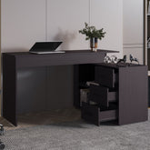 Wenge L-Shaped Desk with 3 Drawers and Storage Space