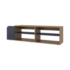 Natural Oak and Navy Blue Entertainment Console with Open Shelf