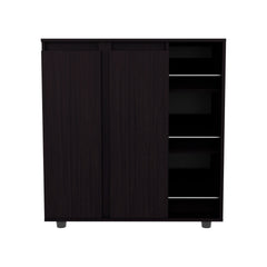 Wenge 2-Door Shoe Storage Cabinet with Shelf