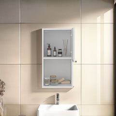 White Wall-Mounted Bathroom Cabinet with Hidden Storage