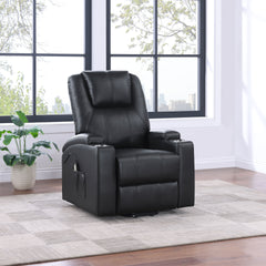 Macklin Black Upholstered Power Lift Massage Recliner