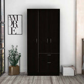 Meredith 1-Drawer Rectangle Armoire Wenge and White