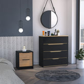 2-Piece Bedroom Set, Nightstand and Dresser, Wenge, Pine and Light Oak