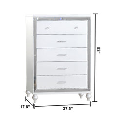 Sterling Mirror Framed 5-Drawer Chest Made With Wood in WHITE Color same as G150108472 (NJ inventory)