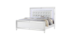 Sterling King Size Upholstered LED Bed made with wood in White Color(NJ Inventory)