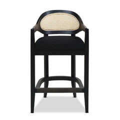 Americana Mid-Century Modern 26" Cane Back Counter Stool, Jet Black Woven