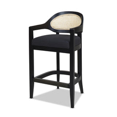 Americana Mid-Century Modern 26" Cane Back Counter Stool, Jet Black Woven
