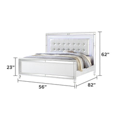 STERLING Full Size Upholstered LED Bed made with wood in White Color (NJ INVENTORY)