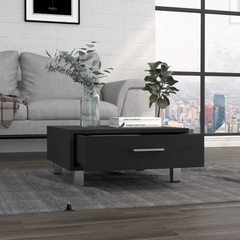 Coffee Table, One Drawer, Four Legs, Black