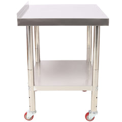 Stainless Steel Prep Table, 24 x 24 x 35-1/2 Inch, 440lbs Load Capacity Heavy Duty Metal Worktable with Backsplash Adjustable Undershelf & 4 Casters, Commercial Workstation for Kitchen Restaurant