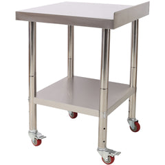 Stainless Steel Prep Table, 24 x 24 x 35-1/2 Inch, 440lbs Load Capacity Heavy Duty Metal Worktable with Backsplash Adjustable Undershelf & 4 Casters, Commercial Workstation for Kitchen Restaurant