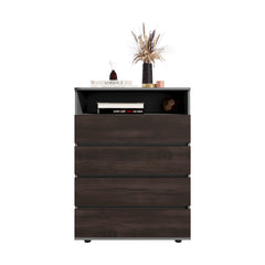 Dresser, 4 Drawers, 1 Shelf, Matt Gray / Dark Oak