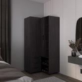 Armoire 70.9 inch H, 1 Door, 3 Drawers, 7 Shelves, 10 Legs, Black Wengue - Bedroom