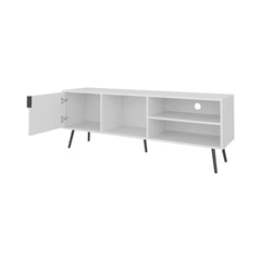 White TV Stand Multistorage with a Door and Open Storage