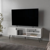 White TV Stand Multistorage with a Door and Open Storage