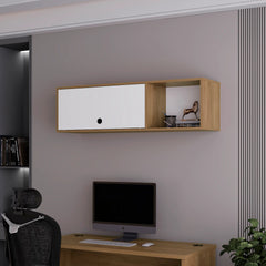 Natural Oak and White Wall-Mounted Cabinet with Lift-Up Door