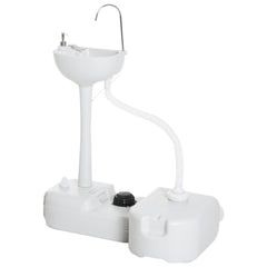kleankin Portable Camping Sink, Handwashing Station Basin with 4.5 Gallon Tank, 6.3 Gallon Recovery Tank, Rolling Wheels & Soap Dispenser for RV, Outdoor Events, Gatherings, HDPE, White