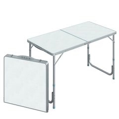 Outsunny 47" Folding Camping Table with Height Adjustability, Lightweight Portable Table with Carry Handle, Outdoor Folding Table Camping Accessories