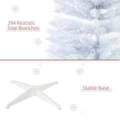 HOMCOM 5' Snow Flocked Artificial Pencil Christmas Tree, Slim Xmas Tree with Realistic Branches and Plastic Base Stand for Indoor Decoration, White